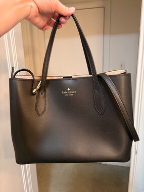 kate spade Black Leather Tote with Top Handles